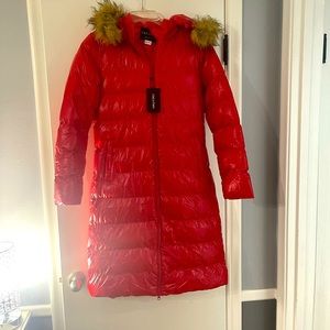 Red puffer coat by Creatmo size US medium.